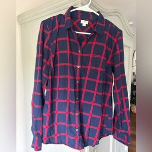 J.Crew red blue plaid Flannel button shirt size M